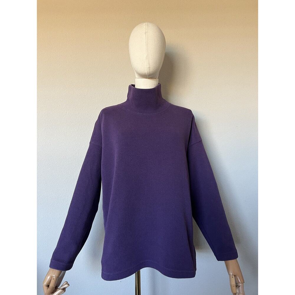 Vtg F H Clothing Co. VT Womens Size 2 Large Cotton Purple Mock Neck Sweater